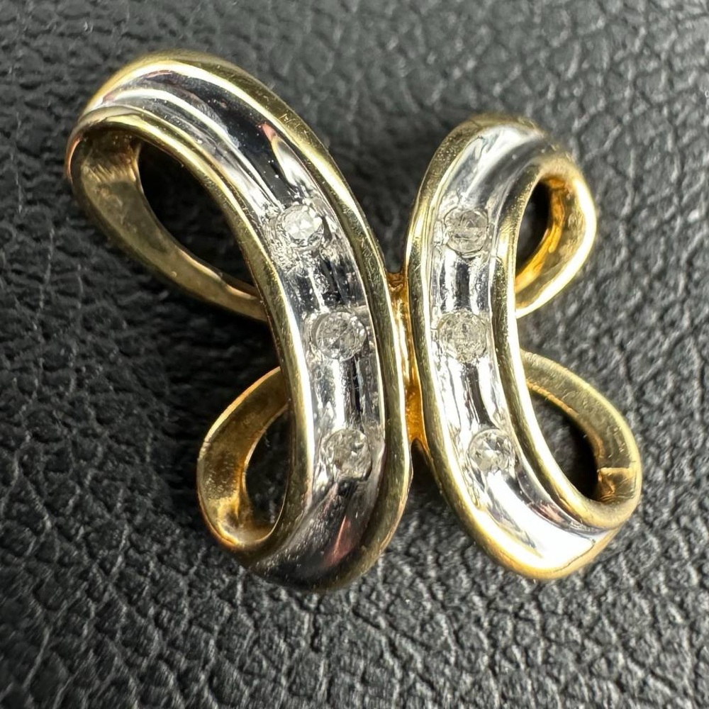 10k Two Tone Solid Gold Diamond Infinity Pendant … - image 4